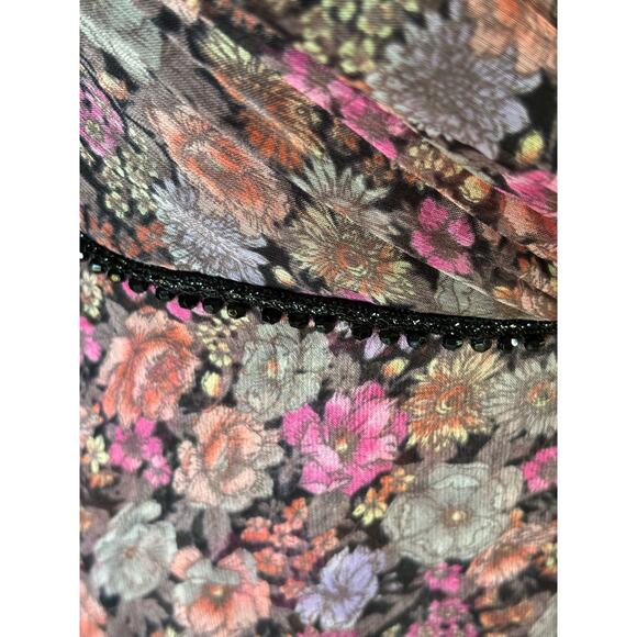 DB STUDIO Floral Print 2,Tiered Ruffled Flounce Dress w Beading Size 10 - Picture 6 of 14